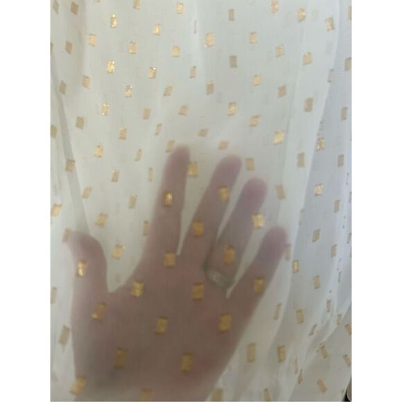 Keepsake the Label White Sheer Blouse with Gold Metallic Accents – Size M - Picture 6 of 10